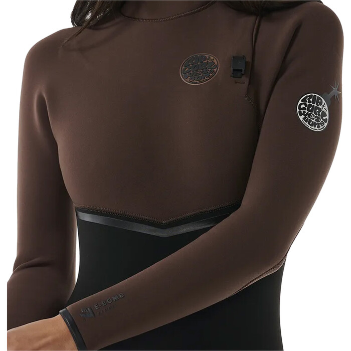 2024 Rip Curl Womens E-Bomb 4/3mm Zip Free Wetsuit 14KWFS - Chocolate Brown